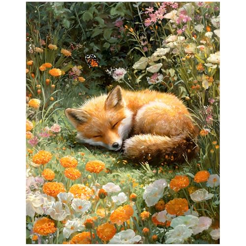 XTCIXAL Paint by Numbers Kit for Adults, Fox, 16X20 Inch - color: 18-Fox