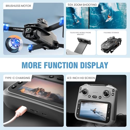 V168MAX Drones with Camera for Adults 4k, Black (3 Batteries)