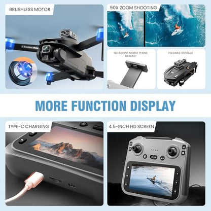V168MAX Drones with Camera for Adults 4k, Black (3 Batteries)