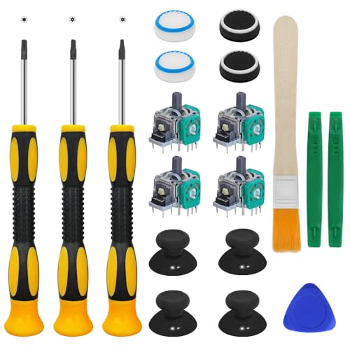 19 PCS Joysticks Replacement Parts Kit, SourceTon Bumper Buttons, Replacement Thumbsticks, Hat Silicone, brush, Hat Covers with T6 T8 T10 Repair Screwdriver Kit Compatible with Xbox One Controllers