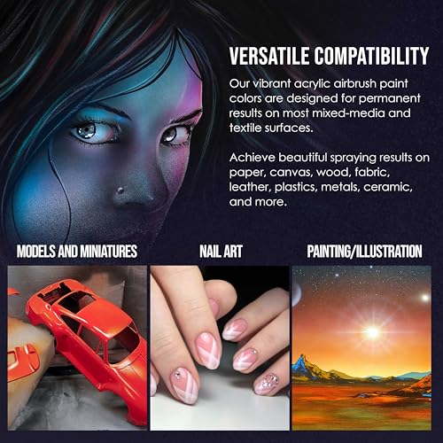 U.S. Art Supply Airbrush Paint Set - 12 Color Pearlized Pearl, 1-oz Bottles - color: 12-Color Pearl Set