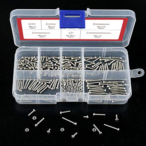 Hilitchi 250-Piece [M2] Stainless Steel Hex Socket Button Head Cap Bolts Screws Nuts Assortment Kit (M2) - color: M2