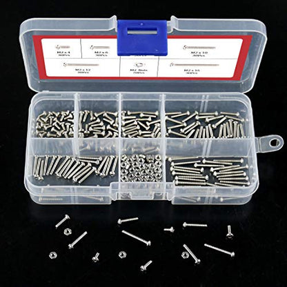 Hilitchi 250-Piece [M2] Stainless Steel Hex Socket Button Head Cap Bolts Screws Nuts Assortment Kit (M2) - color: M2