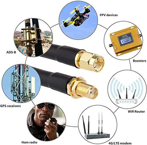 XRDS -RF 6ft SMA Male to SMA Female Coax Extension Cable, 50 Ohm KMR240 Low Loss SMA Coax Coaxial Cable with SMA Connectors - size: 6 FT