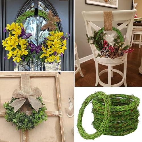 7 Pcs 12 inch Natural Grapevine Wreath Set, Green - size: 7 Pcs 12 inch green
