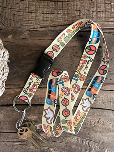 Limeloot Lanyard for Keys, ID Badge, Accessories | Neck Lanyard for Men and Women with Quick Release Buckle and Flat Ring - color: Hippie