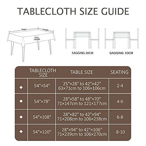 AIRCOWRIE Waterproof Rectangle Vinyl Tablecloths 120x54 Inch - color: Brown, size: 120" x 54" (Rectangular)