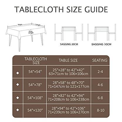 AIRCOWRIE Waterproof Rectangle Vinyl Tablecloths 120x54 Inch - color: Brown, size: 120" x 54" (Rectangular)