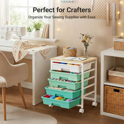 Pipishell Rolling Cart with 5 Drawers, Craft Storage Cart, Green Gradient - color: Green Gradient, size: 5-Drawers