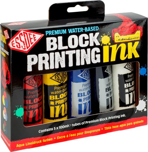 Essdee Premium Quality Block Printing Ink (Pack of 5 Primary Colours),19 x 18 x 4 cm