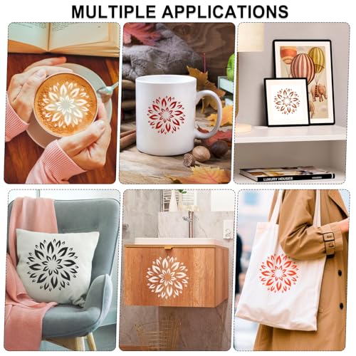 MWOOT 7 Pcs Mandala Stencils Set, 7 Sizes Flower Stencil Templates for Painting on Wood Tile Canvas, Wall Stencils for Crafts Reusable, Plastic Stencil for DIY Crafts and Scrapbook Decor 3-7.8"