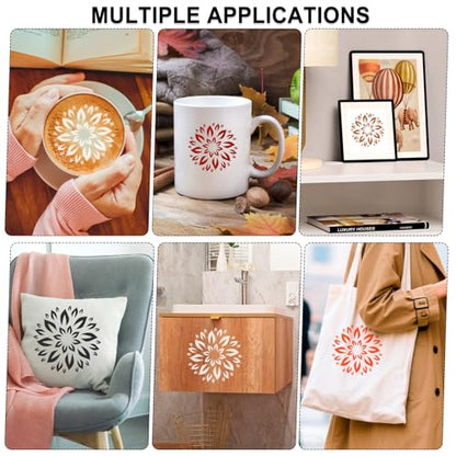 MWOOT 7 Pcs Mandala Stencils Set, 7 Sizes Flower Stencil Templates for Painting on Wood Tile Canvas, Wall Stencils for Crafts Reusable, Plastic Stencil for DIY Crafts and Scrapbook Decor 3-7.8"