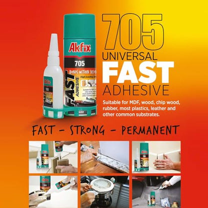 Akfix-GA060 705 Fast Adhesive CA Glue (1.76 oz.) with Activator (6.76 fl oz.) [Clear Super Glue Adhesive and Accelerator Spray] - size: 1.76 oz
