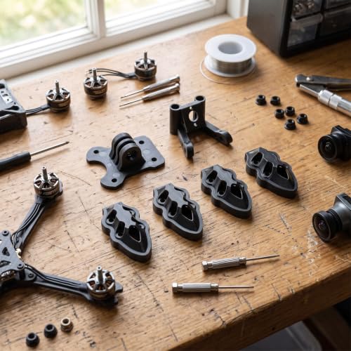 RC FPV Quadcopter Mounting Base Kit, 3D Printed Motor Camera Antenna Mounts for FPV Drone Protection Lightweight Frame Accessorie (Black)