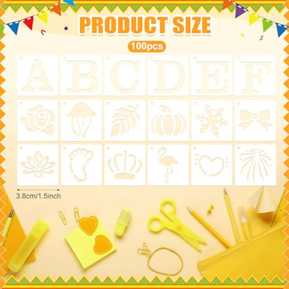 Fainne 100 Pcs 1.5 Inch Small Stencils for Crafts,Letter,Symbol - style: Letter,Symbol