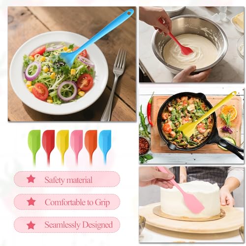 JJUNW 24 Pieces Small Silicone Spatulas, 8.3 inch 6 Colors - size: 8.26"L x 1.37"W
