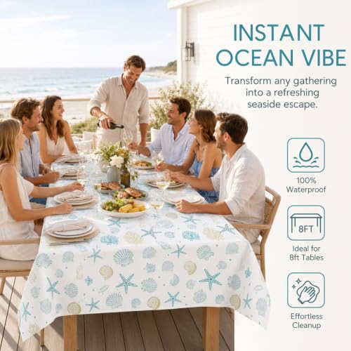 2 Pack Under the Sea Theme Plastic Disposable Tablecloth 54" x 108" - color: Sea Blue