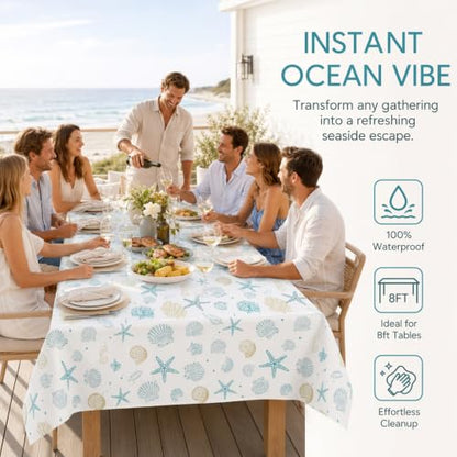 2 Pack Under the Sea Theme Plastic Disposable Tablecloth 54" x 108" - color: Sea Blue