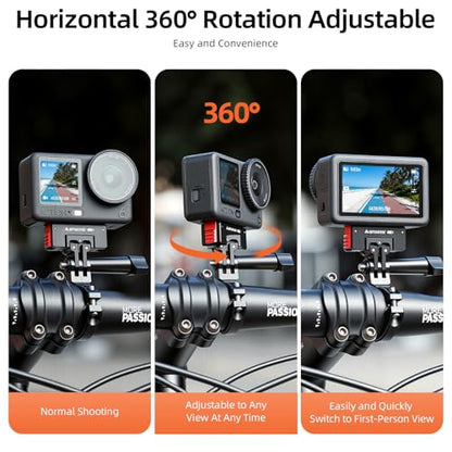 AMAZEAR 360° Rotation Magnetic Quick-Release Mount for DJI OSMO Action 6 / Nano/Xtra Accessories, Aluminum Alloy Metal Action6 Pro Adapter Holder for Sturdy and Durable, Black-Red
