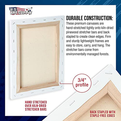 U.S. Art Supply 20"x30" Stretched Canvas for Painting, 3/4" Profile, 3-Pack - size: 20" x 30"