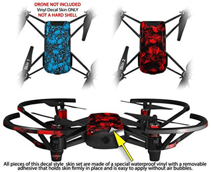 Skin Decal Wrap 2 Pack Compatible with DJI Ryze Tello Scattered Skulls Neon Blue Drone NOT Included