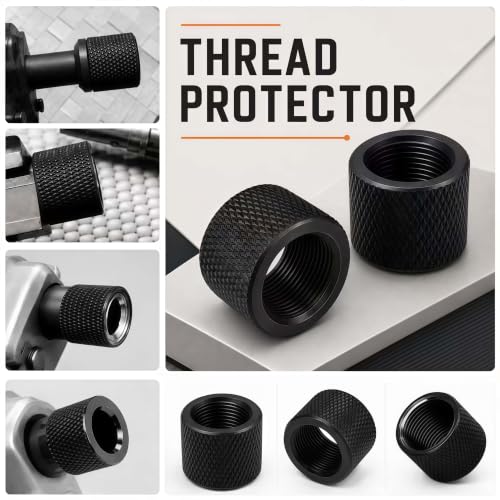 6 Pack 1/2 x 28 Thread Protector Steel for .22LR .223 & 5.56 - color: Black Thread Protector (1/2 x 28)