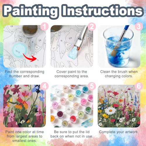 Kalonyth Flowers Framed Paint by Numbers Kit for Adults Beginner 10x10 inch - color: Frame-OP-US15