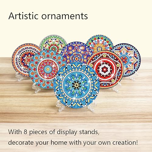 Muzagroo Art Mandala Diamond Painting Coasters Kits with Holder - color: Mandala
