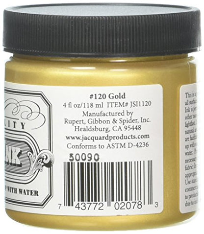 Jacquard Professional Screen Print Ink, Water-Soluable, 4oz Jar, Gold (120)