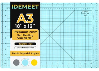 Self Healing Cutting Mat 18" x 12", A3 Double-Sided for Sewing & Quilting - color: Aqua Blue, size: A3:18‘’x12‘’