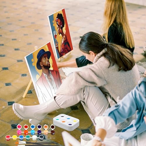 Dinifee 6 Pack Pre Drawn Canvas Painting Kit 8x10 Stretched,Couple - style: Couple