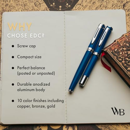 Wordsworth & Black Mini Pocket Fountain Pen for Writing, Medium Nib, Blue - color: Imperial Blue