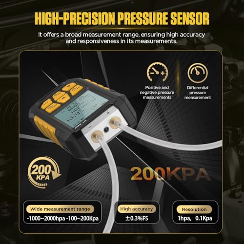 PT520 Digital Manometer Dual-Port HVAC Differential Pressure Gauge