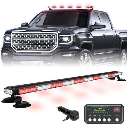 XRIDONSEN 45.5" 128 LED Roof Emergency Lights Red White Strobe Light Bar - color: Red/White