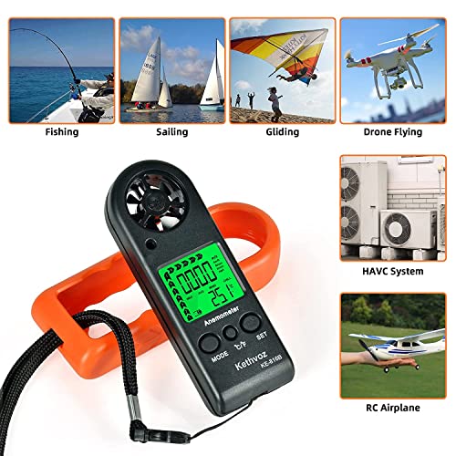 Anemometer Handheld Wind Meter 65mph, Kethvoz Mini Air Velocity Gauge 816B - color: Mini Anemometer 816B