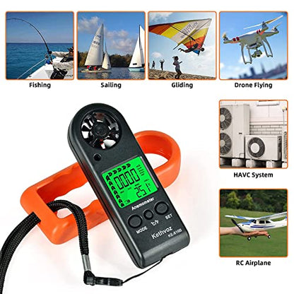 Anemometer Handheld Wind Meter 65mph, Kethvoz Mini Air Velocity Gauge 816B - color: Mini Anemometer 816B