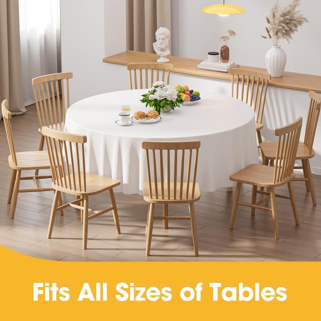 Niuara White Plastic Table Cloth Disposable, 4 Pack, 84 in - color: White, size: 84" Round - 4 Packs