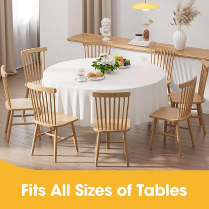 Niuara White Plastic Table Cloth Disposable, 4 Pack, 84 in - color: White, size: 84" Round - 4 Packs