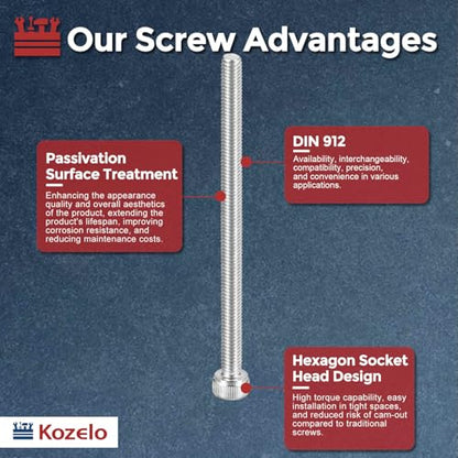Socket Head Cap Screws M4-0.7x65mm 304 Stainless Steel Silver 10pcs - size: M4-0.7x65mm