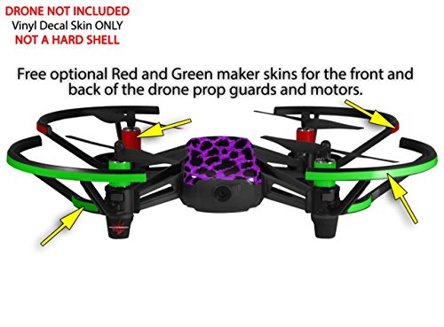 Skin Decal Wrap 2 Pack Compatible with DJI Ryze Tello Purple Leopard Drone NOT Included