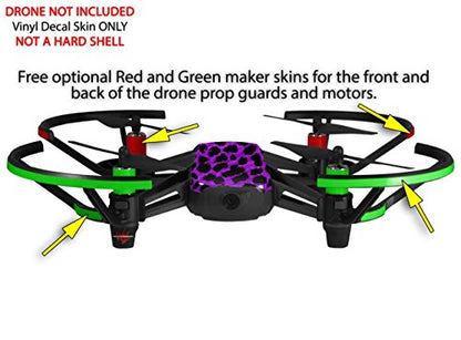 Skin Decal Wrap 2 Pack Compatible with DJI Ryze Tello Purple Leopard Drone NOT Included