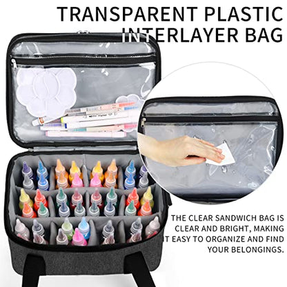 Acrylic Paint Storage Case, Black, Unisex, Plastic and Leather, Ideal for Artists on-the-go