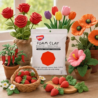 BOHS Foam Clay, Red Air Dry Modeling Clay, 1.1 lb - color: Red, size: 500 g