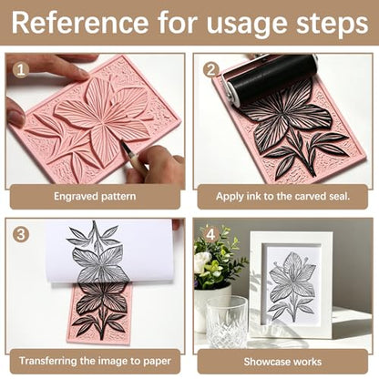 24Pcs 4"x6" Premium Soft Rubber Linocut Blocks, Easy Cut Relief Linoleum Carving Blocks for Stamp Making, Printmaking, DIY Art and Hand Craft Projects - color: linocut block 4x6x0.2in-24pcs