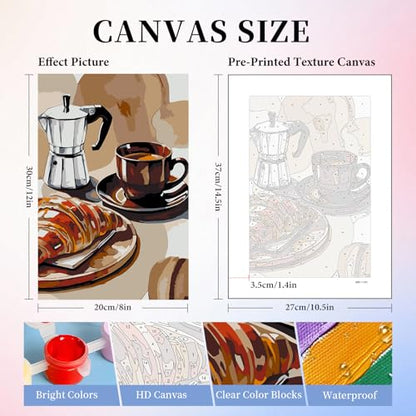 Camocin 6 Pack Paint by Numbers Kit for Adults, Coffee Canvas Painting Set - color: Coffee-1