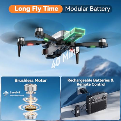 Drone with Camera for Adults, Brushless Quadcopter with Screen, 2 Batteries