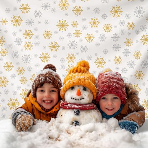 Oudain 54 Inch x 100 ft Golden Silver Snowflake Tablecloth Roll Cutter Box - style: Golden Snowflakes