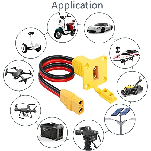 CERRXIAN 1ft 10AWG XT90 Male to Female Mount Panel Cable XT90 Male Plug with Mout Panel to Female Wire for RC Lipo Battery FPV Drone - 0.3m - size: 0.3m