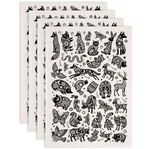 EVERJOYCRAFT 4pcs Underglaze Transfers for Pottery Animal Ceramic Decal - color: Animal Floral