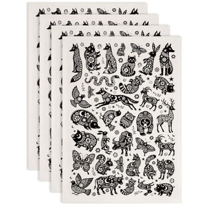 EVERJOYCRAFT 4pcs Underglaze Transfers for Pottery Animal Ceramic Decal - color: Animal Floral
